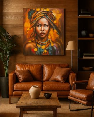 Realistický portrét s hlubokým pohledem a výjimečnou noblesou. Hrdost Sahary je ručně malovaný obraz z Bali, který...